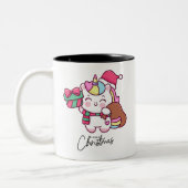 Unicorn mug design for Christmas  Tweekleurige Koffiemok (Links)