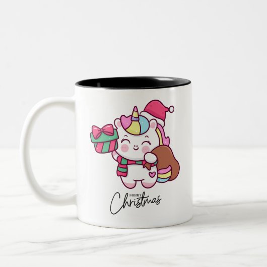 Unicorn mug design for Christmas  Tweekleurige Koffiemok (Links)