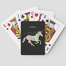 Unicorn multicolored sterren en initialen pokerkaarten