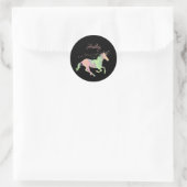 Unicorn multicolored sterren en naam ronde sticker (Tas)