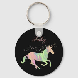 Unicorn multicolored sterren en naam sleutelhanger