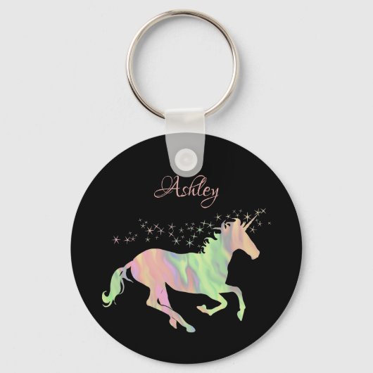 Unicorn multicolored sterren en naam sleutelhanger (Voorkant)
