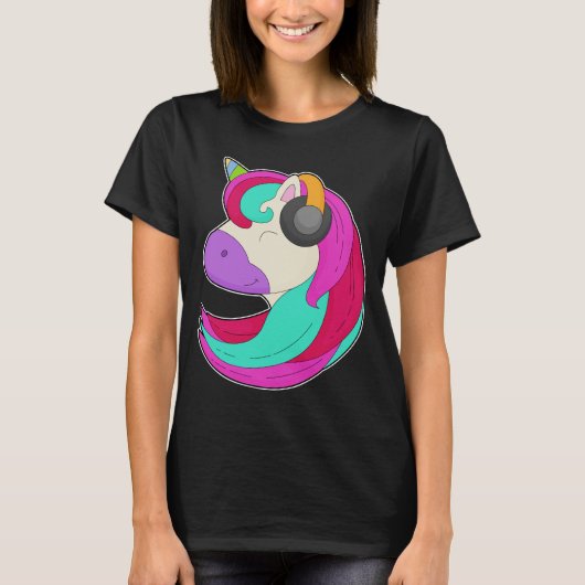 Unicorn Musician Headphone Music T-shirt (Voorkant)
