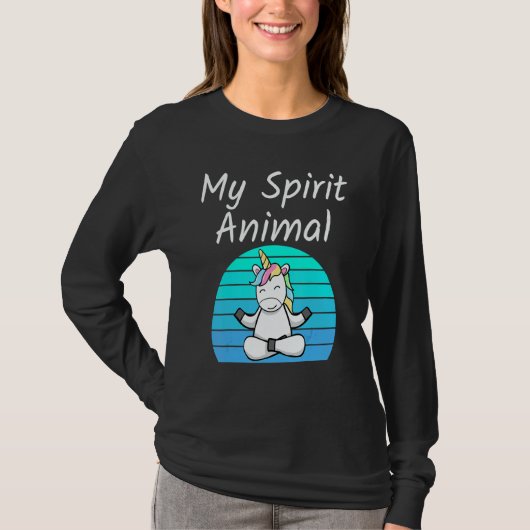 Unicorn My Spirit Animal Relaxing Mediation Yoga u T-shirt (Voorkant)
