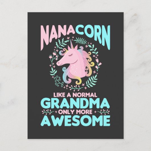 Unicorn Mythical Nana Horse Grandma Moederdag Briefkaart (Voorkant)