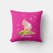 Unicorn naam Nursery Kinder Room Decor Roze Kussen (Voorkant)