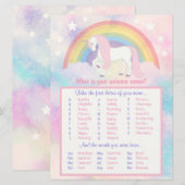 Unicorn Name Game Birthday & Baby shower (Voorkant / Achterkant)