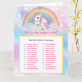 Unicorn Name Game Birthday Kaart (Gele Bloem)