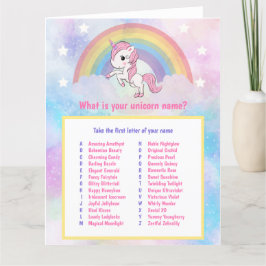 Unicorn Name Game Birthday Kaart