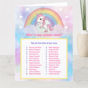 Unicorn Name Game Birthday Kaart