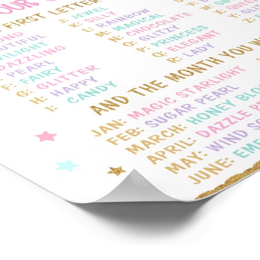 Unicorn Name Game Poster (Hoek)