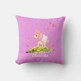 Unicorn Name Nursery Kinder Room Decor Paars dan Kussen