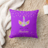 Unicorn Name Nursery Kinder Room Decor Paars Kussen (Deken)
