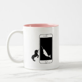 Unicorn Narwhal Smartphone Mirror Love Tweekleurige Koffiemok