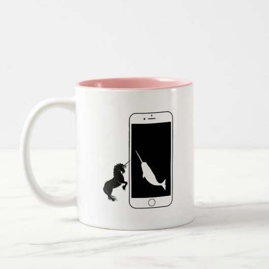 Unicorn Narwhal Smartphone Mirror Love Tweekleurige Koffiemok (Links)