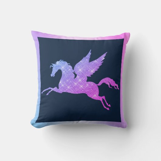 UNICORN NAVY PINK DOUBLESIDED Cushion Pillow Kussen (Voorkant)