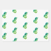 Unicorn Neon Wrapping Paper Flat Sheet Set of 3 (Voorkant 2)