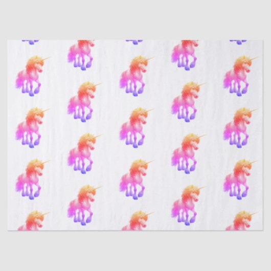 Unicorn Neon Wrapping Paper Flat Sheet Set of 3 Tissuepapier (Voorkant)