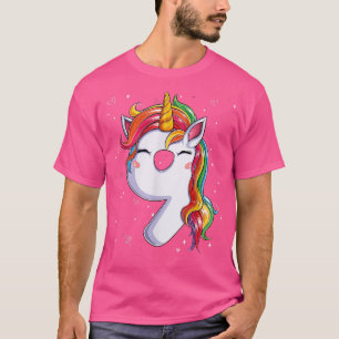 Unicorn Nine 9 jaar oud 9 jaar oud meisje van 9 se T-shirt