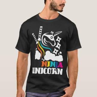Unicorn Ninja 3 zwart metaal T-shirt