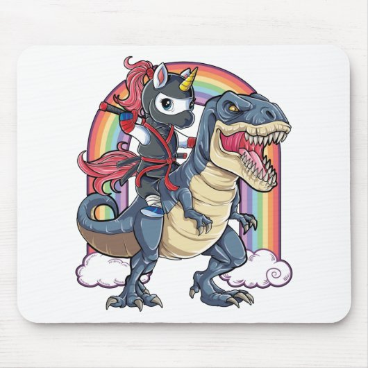 Unicorn Ninja Riding Dinosaur Muismat (Voorkant)