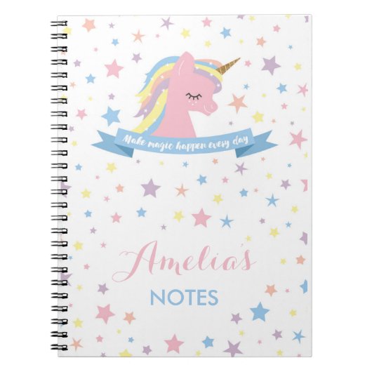 Unicorn notebook - "maak magie elke dag mogelijk" notitieboek (Voorkant)