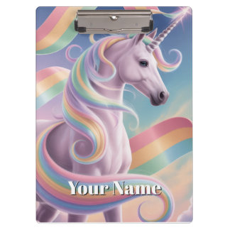 Unicorn Notebook, Magical Rainbow Stars Unicorn  Klembord