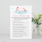 Unicorn Nursery Rhyme Quiz baby shower game (Staand voorkant)