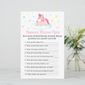 Unicorn Nursery Rhyme Quiz baby shower game (Staand voorkant)