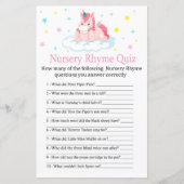 Unicorn Nursery Rhyme Quiz baby shower game (Voorkant)