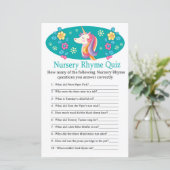 Unicorn Nursery Rhyme Quiz baby shower game (Staand voorkant)
