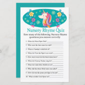 Unicorn Nursery Rhyme Quiz baby shower game (Voorkant / Achterkant)