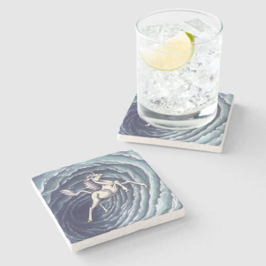 Unicorn of Air Element Fantasy Art Stenen Onderzetter (Zijkant)