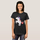 Unicorn Off White Patriotic USA Flag Mane Cartoon T-shirt (Voorkant volledig)