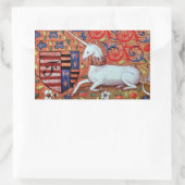 UNICORN OLD BROWN PARCHMENT MONOGRAM RECHTHOEKIGE STICKER (Tas)