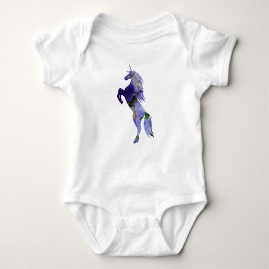 Unicorn Old Scooter Baby Jersey Bodysuit, wit Romper (Voorkant)