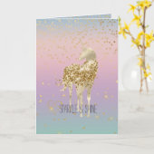 Unicorn Ombre Gold Confetti Glitter Heart Kaart (Gele Bloem)