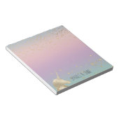 Unicorn Ombre Gold Confetti Glitter Heart Notitieblok (Schuin)