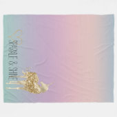Unicorn Ombre Gold Glitter Heart Fleece Deken (Voorkant (Horizontaal))