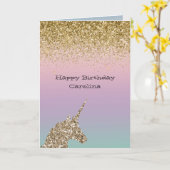 Unicorn Ombre Gold Glitter Kaart (Gele Bloem)