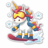 Unicorn on Snowboard - Funny Ski and Wintersports  Sticker (Voorkant)