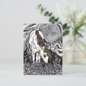 Unicorn onder de maan briefkaart (Staand voorkant)