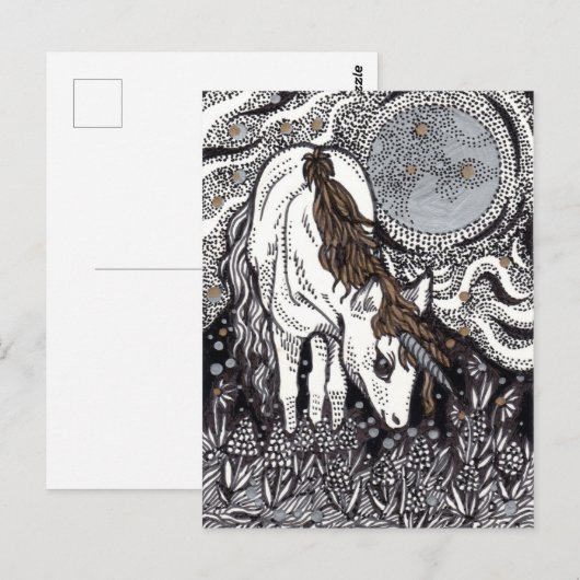 Unicorn onder de maan briefkaart (Voorkant / Achterkant)
