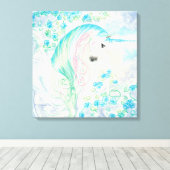 Unicorn onder de morning Glories Canvas Afdruk (Insitu (Houten vloer))