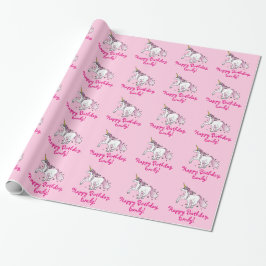 Unicorn onder de  naam Stars Birthday Cadeaupapier