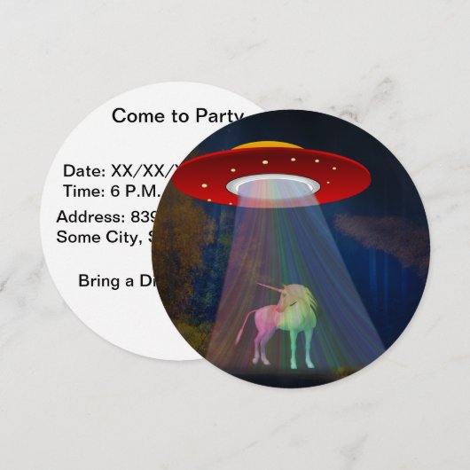 Unicorn onder UFO-regenboogstraal bij nacht, ZKoA Kaart (Voorkant / Achterkant)