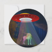 Unicorn onder UFO-regenboogstraal bij nacht, ZKoA Kaart (Voorkant)