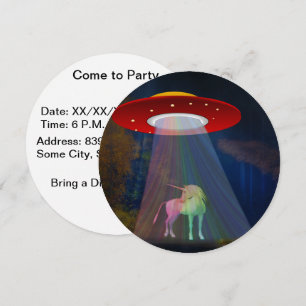 Unicorn onder UFO-regenboogstraal bij nacht, ZKoA Kaart