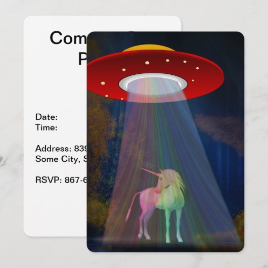 Unicorn onder UFO-regenboogstraal bij nacht, ZKoA Kaart (Voorkant / Achterkant)