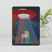 Unicorn onder UFO-regenboogstraal bij nacht, ZKoA Kaart (Staand voorkant)